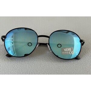 Vans Smooth Sailing Matte Black Metal Frames Round Blue Mirror Lens Classic